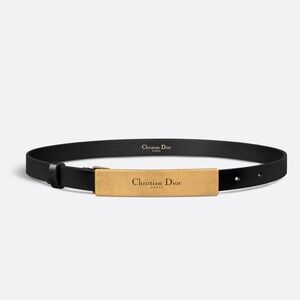 Dior Black Leather Icon Belt 95 CM